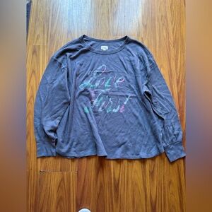Women’s size 3X Love First Gray Long Sleeve Shirt
